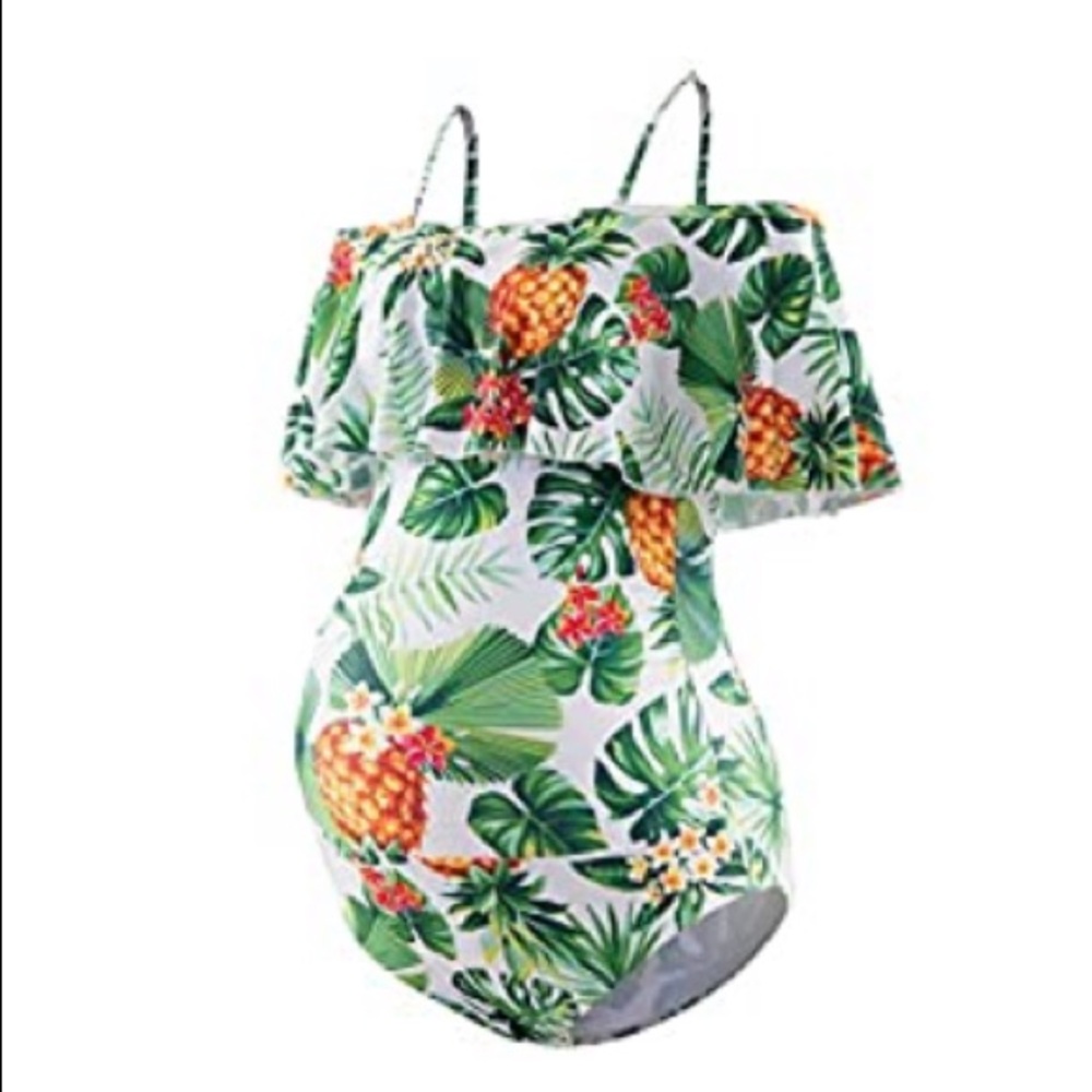 NWT Pinapple and Floral Maternity Swimsuit